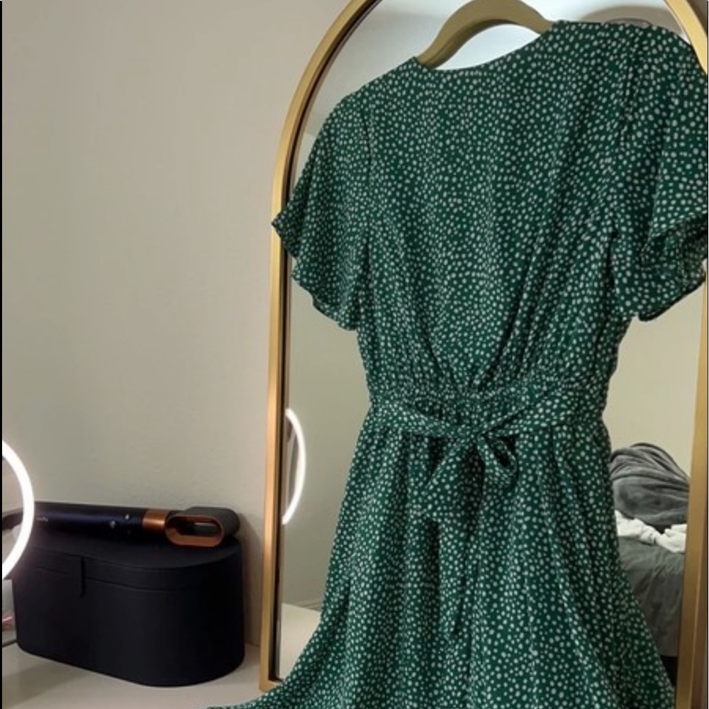 Sienna sky green polka dot dress